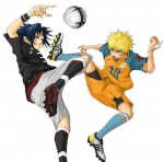 9457 - 2boys black hair blond hair kick naruto naruto uzumaki short hair soccer ball uchiha sasuke uzumaki naruto